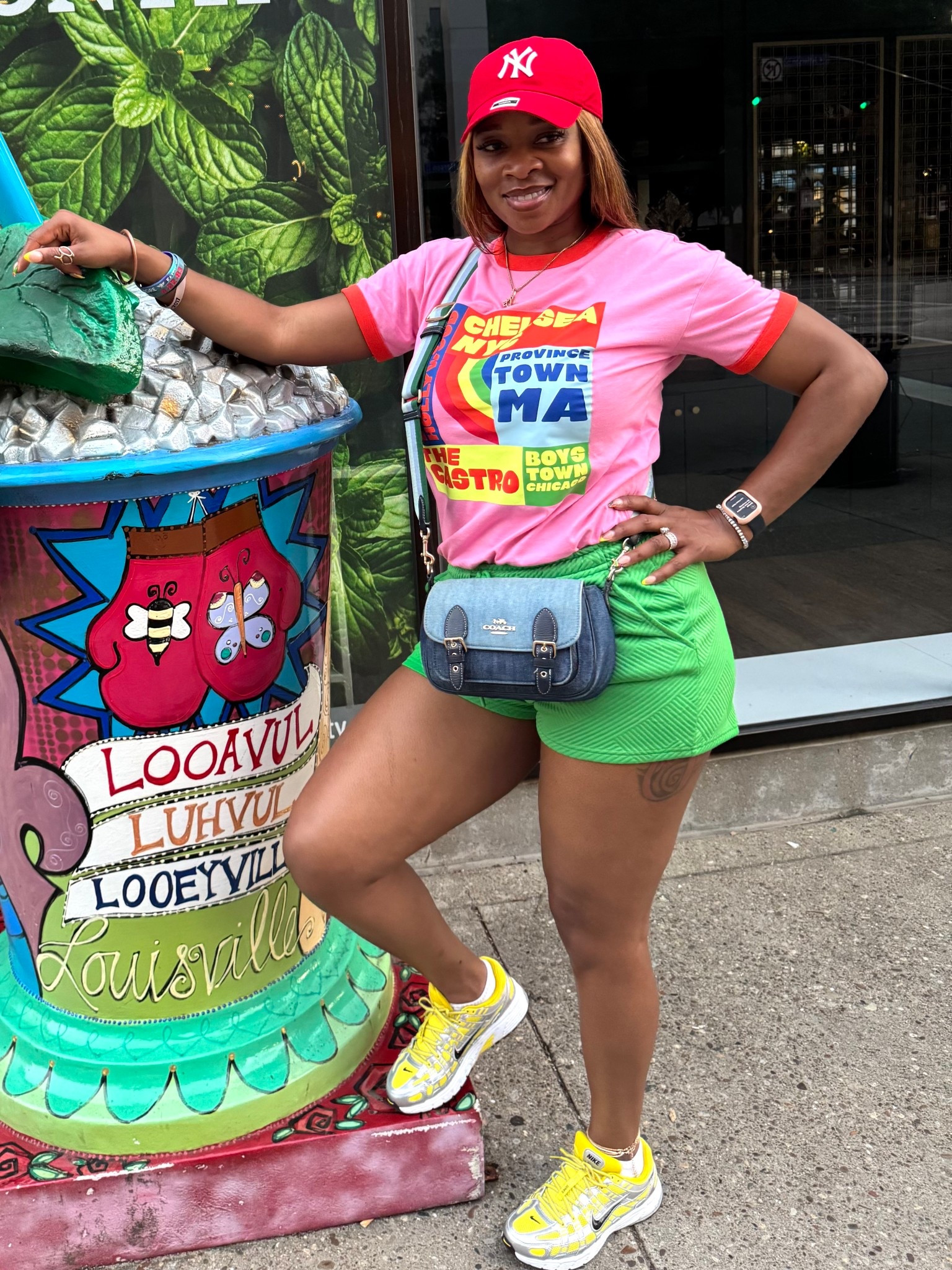 Serving rainbow realness 💅🏽💥 Target tee loud, green shorts louder, NY hat tilted, Nikes stompin’, and my denim Coach? She’s the moment. 🌈✨ #PrideSlay #LTKfit #TooCuteToMarchNormal

#LTKStyleTip #LTKSaleAlert #LTKFindsUnder50