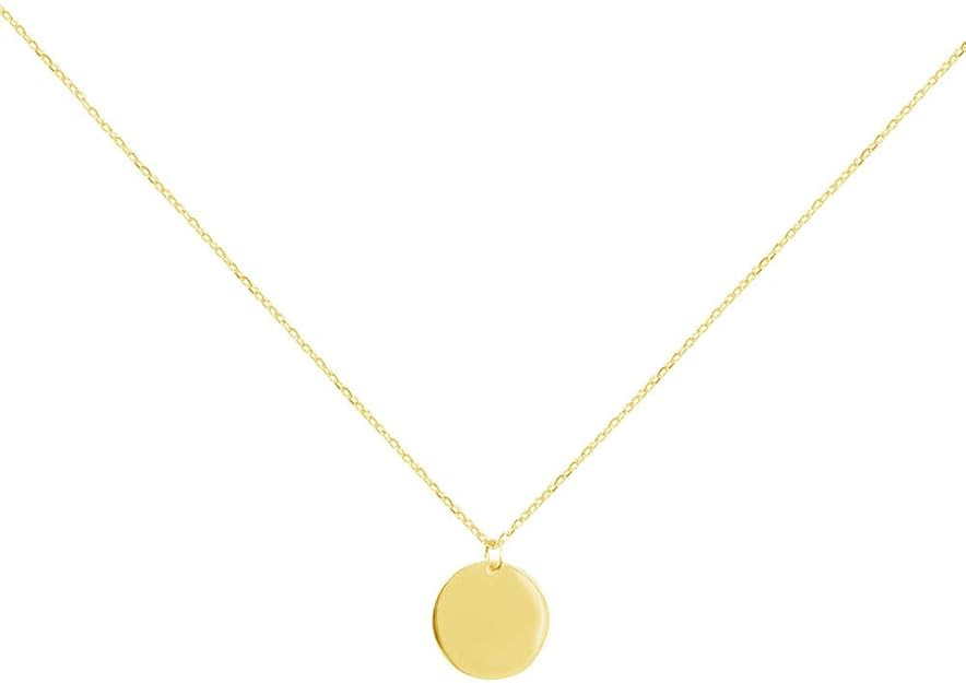 Round Gold Coin Pendant Necklace for Women Girls 925 Sterling Silver 18K Gold Plated Simple Small... | Amazon (US)