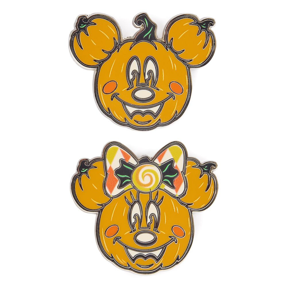 Mickey and Minnie Mouse Jack-o'-Lanterns ''Happy Halloween'' Pin Set | Disney Store