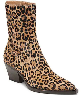 Dolce Vita Rutger Leopard Calf Hair Pointed Toe Western Booties - 6 | Dillard's