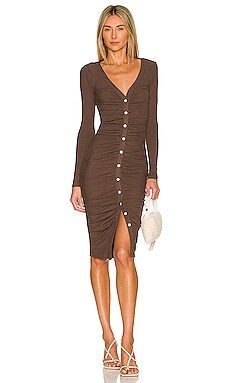 ALL THE WAYS Grace Button Front Dress in Chocolate from Revolve.com | Revolve Clothing (Global)