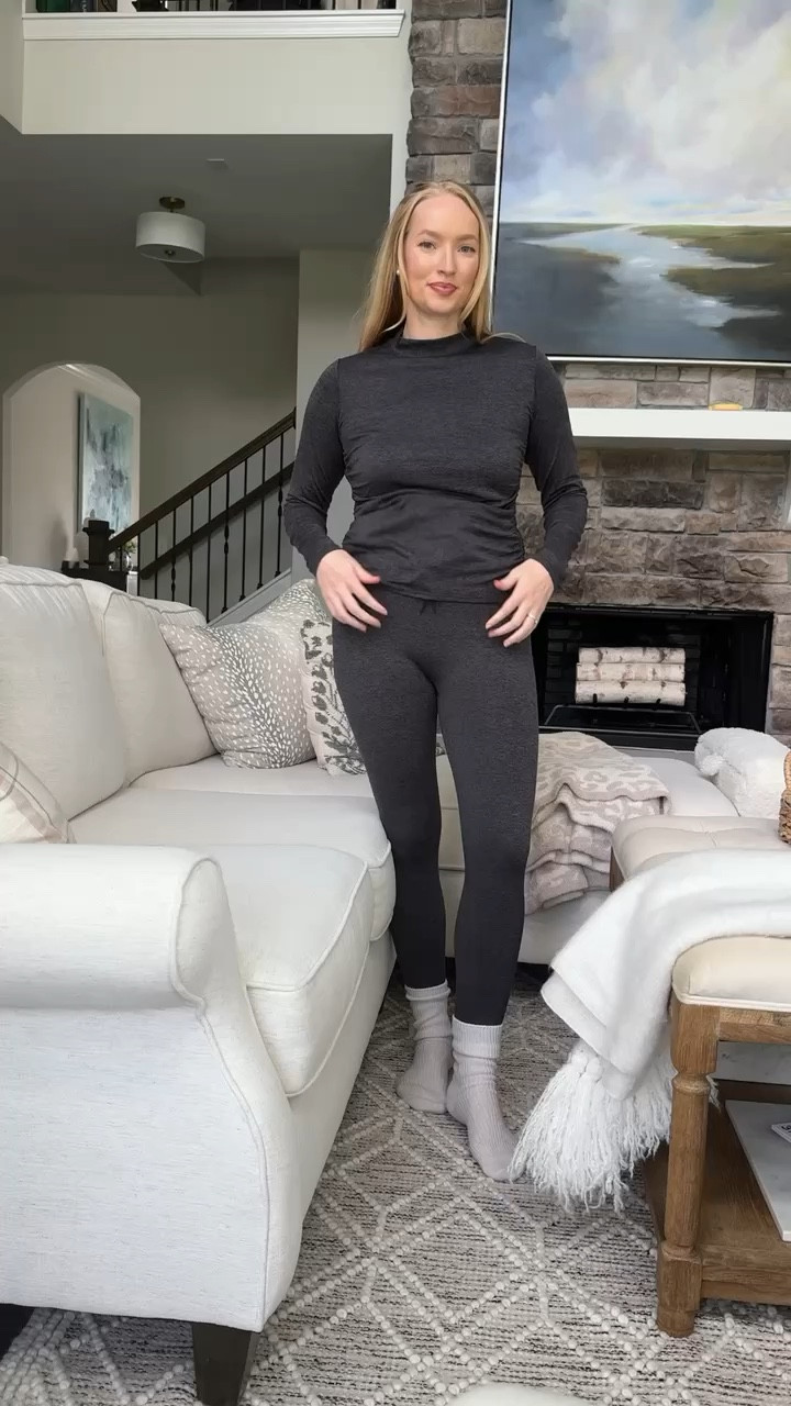 Pairing Spanx’s new SoftStretch moc-neck top with another color option in the high rise leggings and the wide leg pants! Both of the pants provide compression and smoothing! Wearing size medium in the top and leggings, and size small in the wide leg pants. Use my code  AMANDAJOHNXSPANX for 15% off! Athleisure // loungewear // everyday wear // travel outfits // casual outfits // Spanx SoftStretch 

#LTKSeasonal #LTKTravel #LTKActive