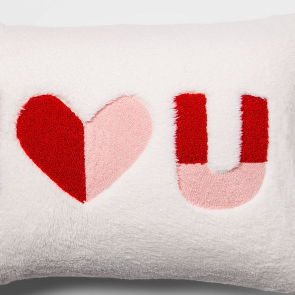 I Heart U' Valentine’s Day Lumbar Throw Pillow White - Spritz™ | Target