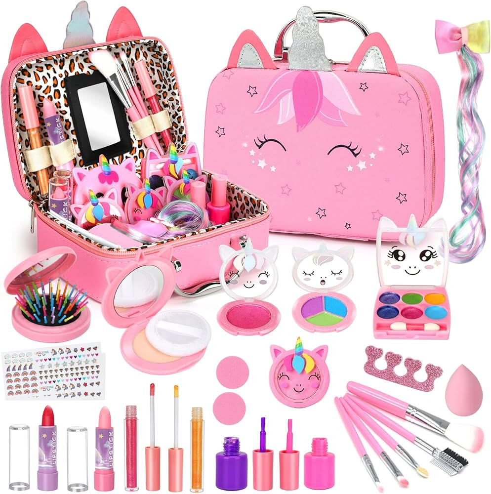 Kids Washable Makeup Girls Toys - Girls Makeup Kit for Kids Make up Set Real Makeup for Kid Littl... | Amazon (US)