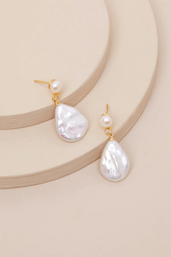Laurel 24KT Gold Pearl Drop Earrings | Lulus