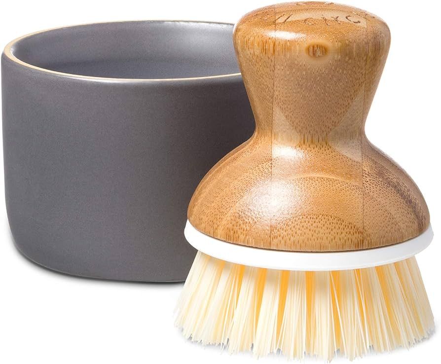 Full Circle Bubble Up Ceramic Soap Dispenser & Bamboo Gray Ergonomic Bamboo Handle, Dish Brush + ... | Amazon (US)