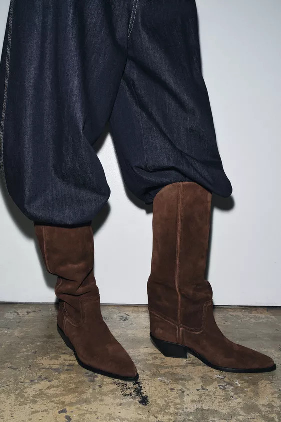 SPLIT LEATHER HEELED COWBOY BOOTS | Zara Canada