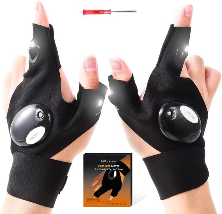 Elastic Hands Free LED Flashlight Gloves for Repair, Fishing, Camping, Hiking in Dark Places, 1 Pair | Amazon (US)