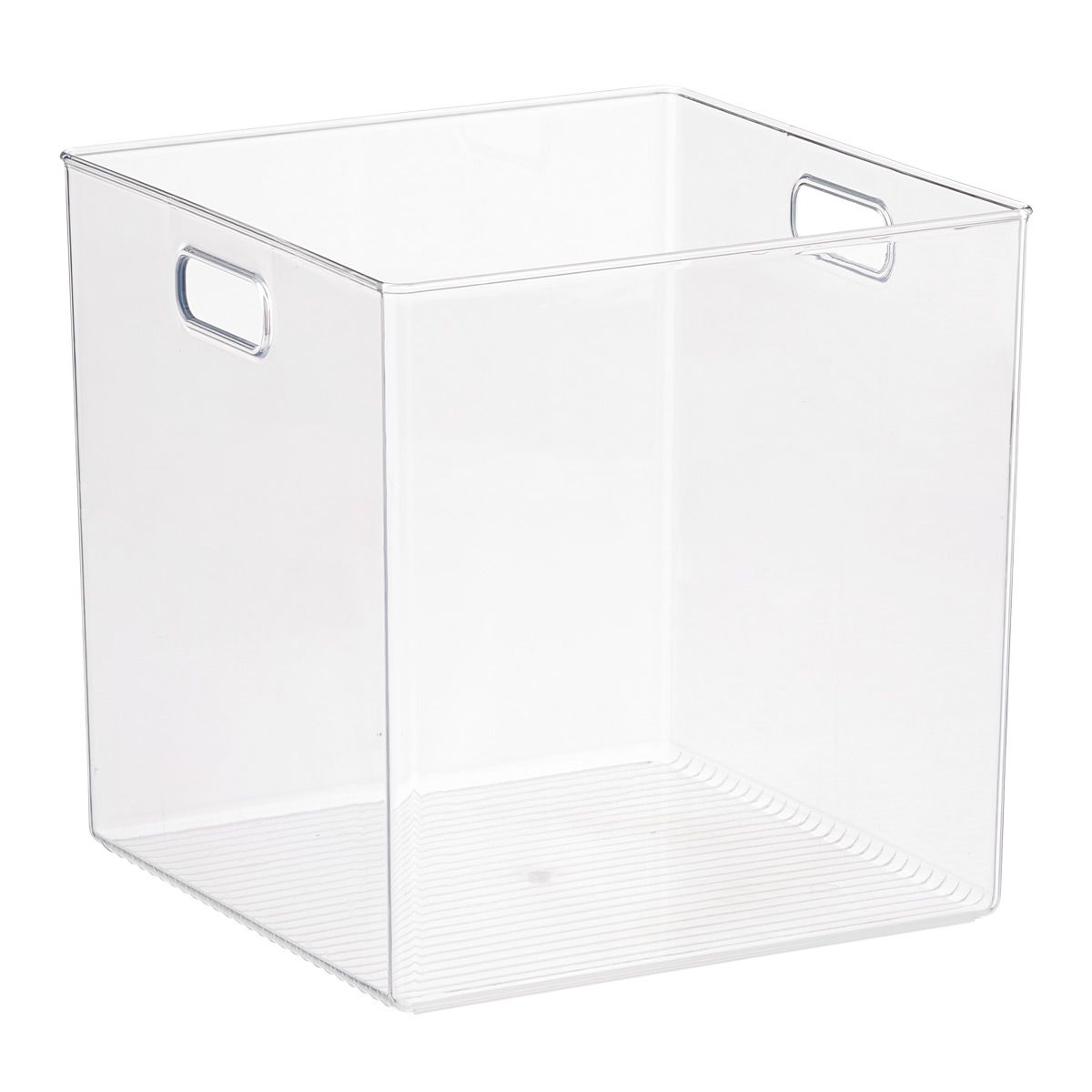 iDESIGN Large Linus Cube Bin w/ Handles Clear | The Container Store