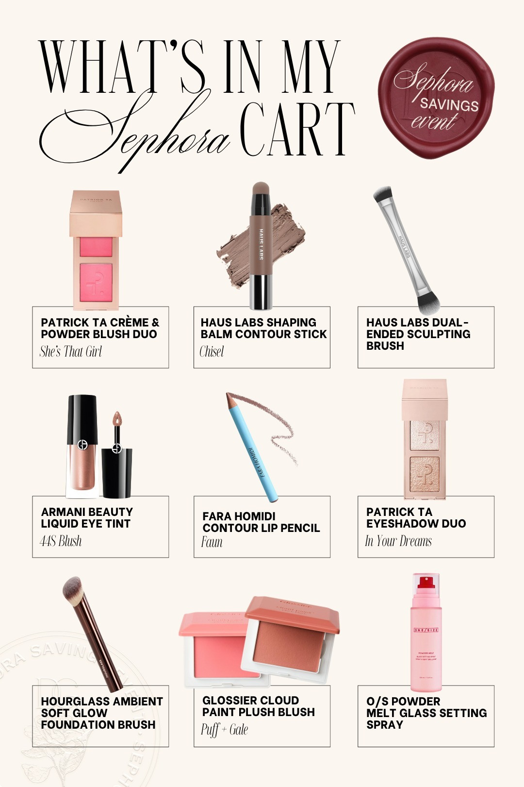 SEPHORA SALE is on! Here's everything in my cart so far // Sephora sale, sephora savings event, fall makeup, full makeup routine, holiday makeup, haus labs, patrick ta, armani beauty, o/s setting spray, glossier blush

 

 

#LTKSeasonal #LTKSaleAlert #LTKBeauty