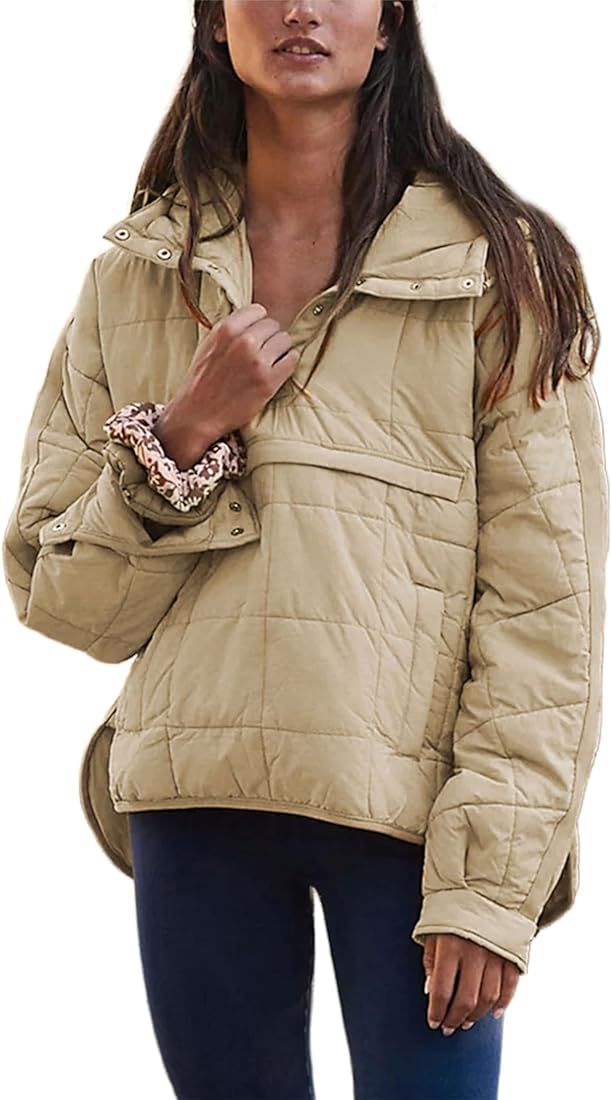 Jawmeu Women's Packable Quilted Puffer Jacket Oversized Lightweight Puffy Pullover Coat Outwear H... | Amazon (US)