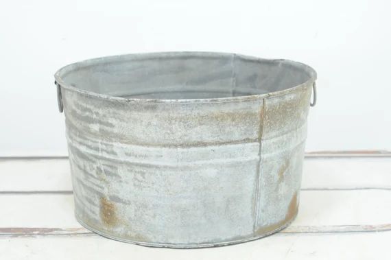 Vintage Galvanized Tub Wash Tub C-1 Bucket Metal Handle - Etsy | Etsy (US)