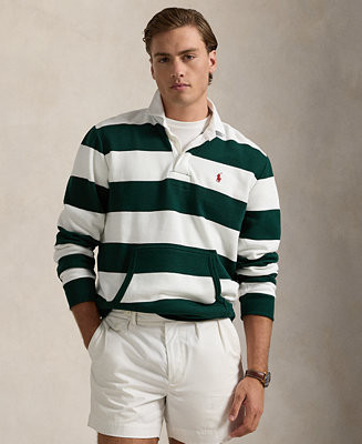 Men's Striped Fleece Rugby Sweatshirt | Macy's