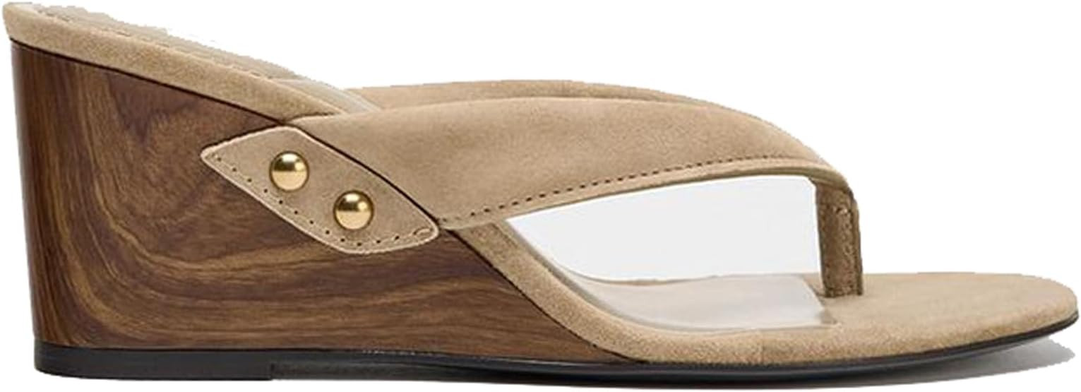 Women'S Faux Wooden Wedge Clogs Flip Flops Round Clie Toe Slip-On Comfort Foam & LiteSole Technol... | Amazon (US)