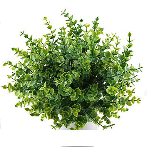Artificial Shrubs, 6pcs Faux Plastic Eucalyptus Leaves Bushes Fake Simulation Greenery Plants Box... | Amazon (US)