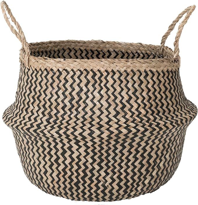 Sona Home Seagrass Basket with Handles | 4 Sizes, 2 Styles | Woven Basket for Plants, Belly Baske... | Amazon (US)