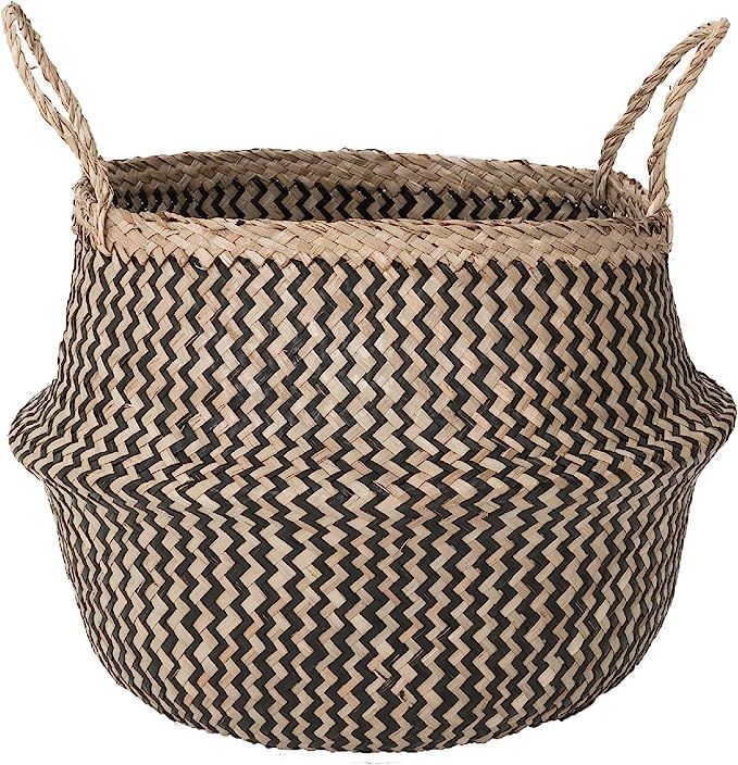 Sona Home Seagrass Basket with Handles, Multipurpose Seagrass Basket, 4 Sizes, 2 Styles, Belly Ba... | Amazon (US)