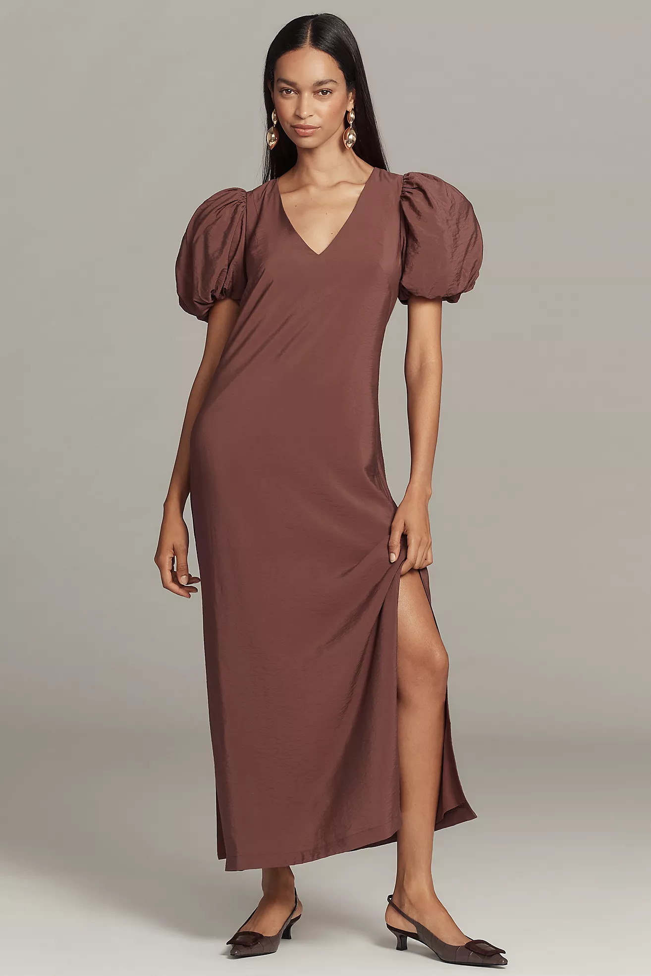 @loverlygrey x Anthropologie Puff-Sleeve V-Neck Maxi Dress | Anthropologie (US)