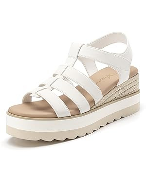 Athlefit Espadrille Low Wedge Sandals for Women Comfortable Casual Open Toe Platform Sandals for ... | Amazon (US)