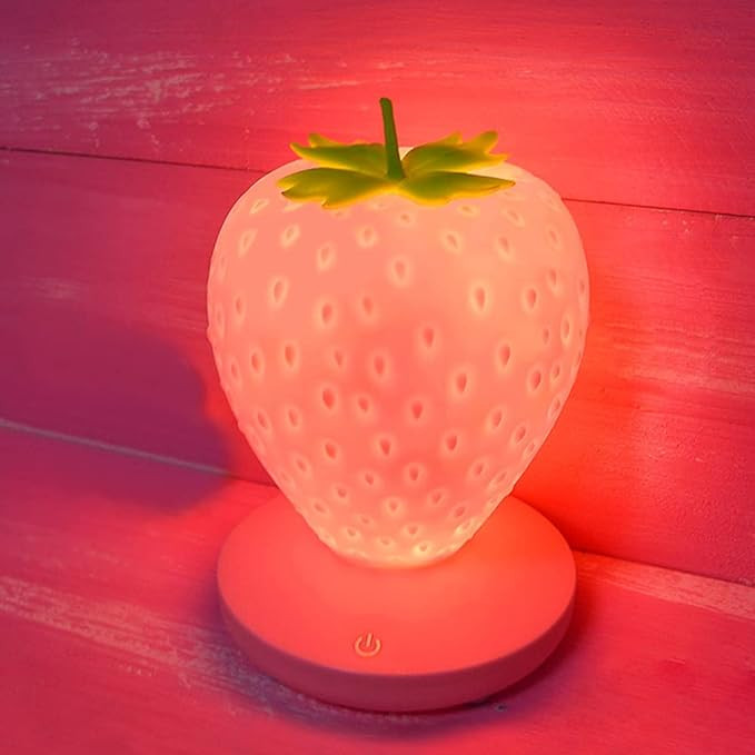 LVOERTUIG Strawberry Night Light, Cute Silicone Strawberry Lamp, LED Cute Night Light, Bedside Co... | Amazon (US)