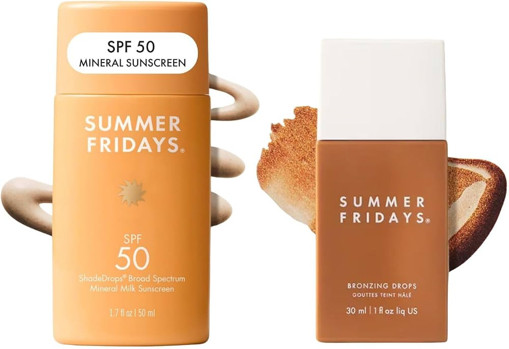Summer Fridays ShadeDrops SPF 50 Mineral Milk Sunscreen + Bronzing Drops Skin Care Set - Lightwei... | Amazon (US)