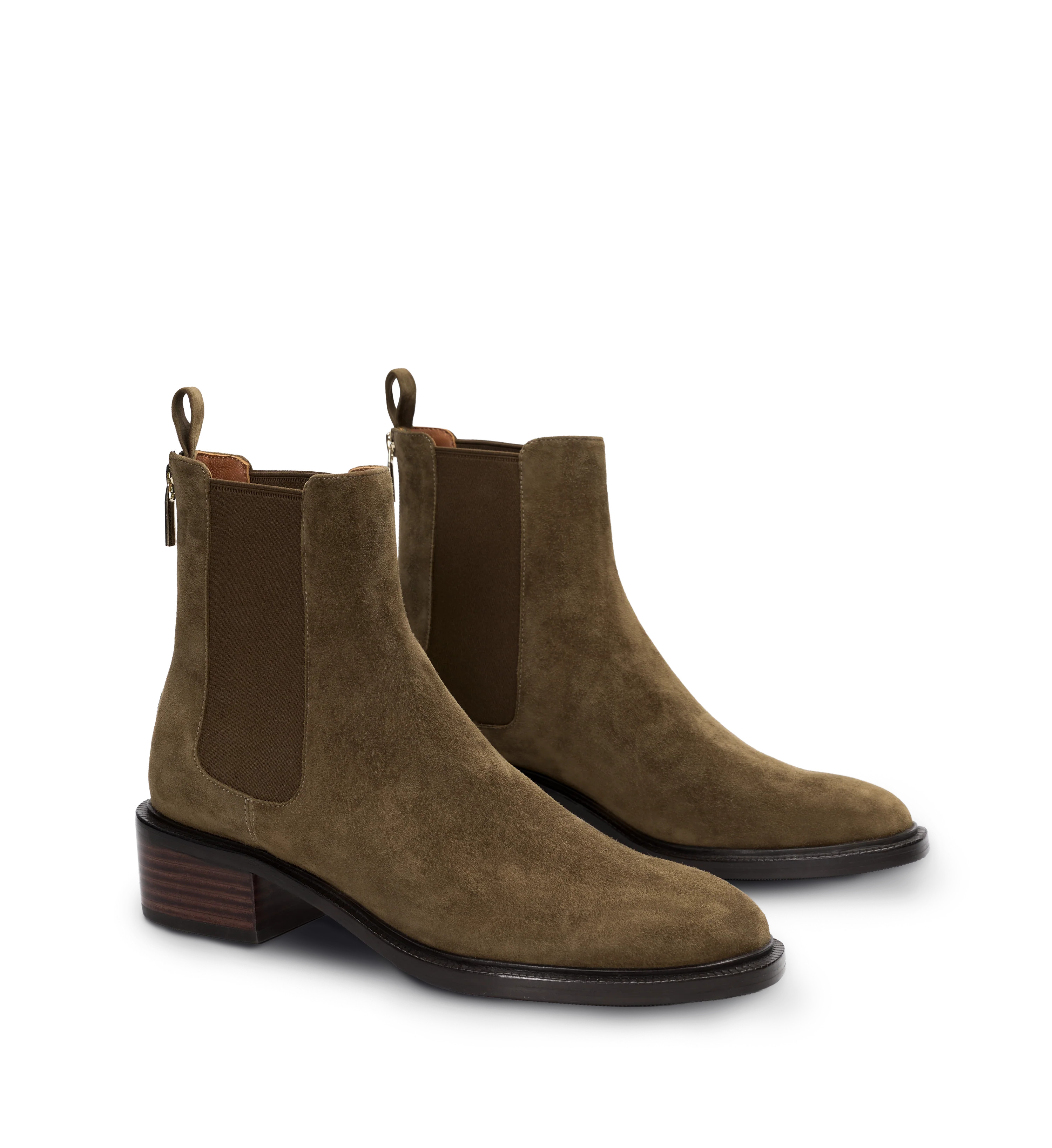 Gonolek Olive Green Suede Heeled Boots | Bared Footwear | Bared Footwear