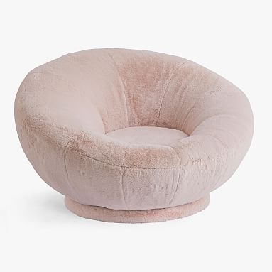 Faux-Fur Blush Groovy Swivel Chair | Pottery Barn Teen | Pottery Barn Teen