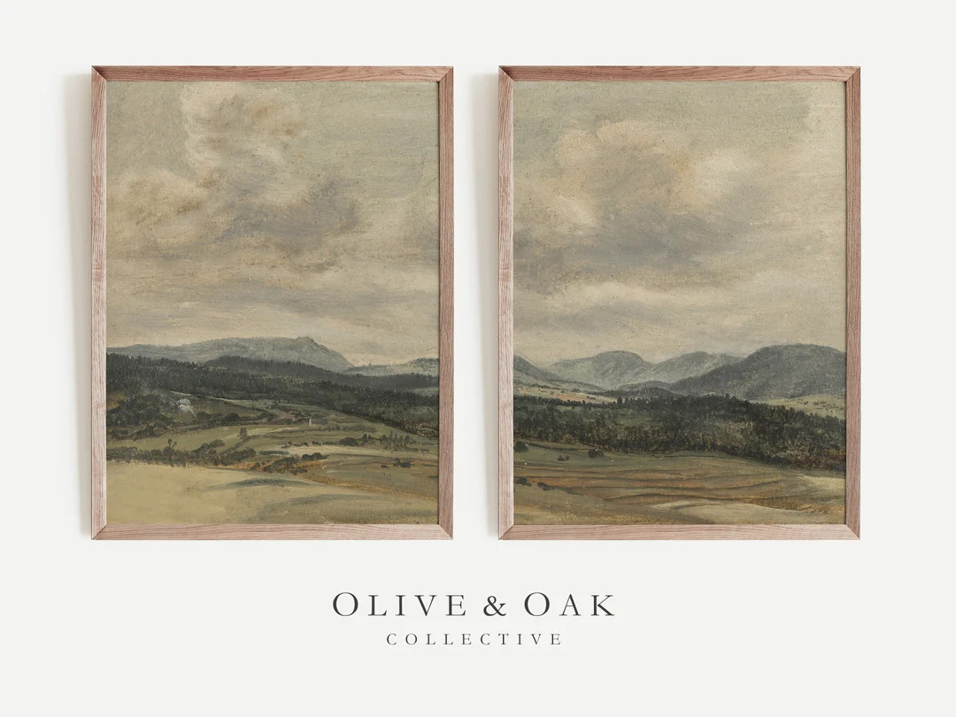 Watercolor Landscape Painting / Landscape Diptych Wall Art / Art Prints Set of 2 / Earth Tone Art... | Etsy (US)