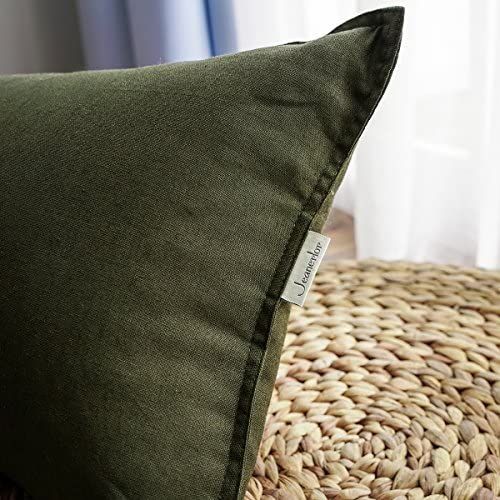 Jeanerlor Solid Cotton Linen Decoration 18"x18" Throw Pillow Green Cushion Case Special Pillow Cover | Amazon (CA)