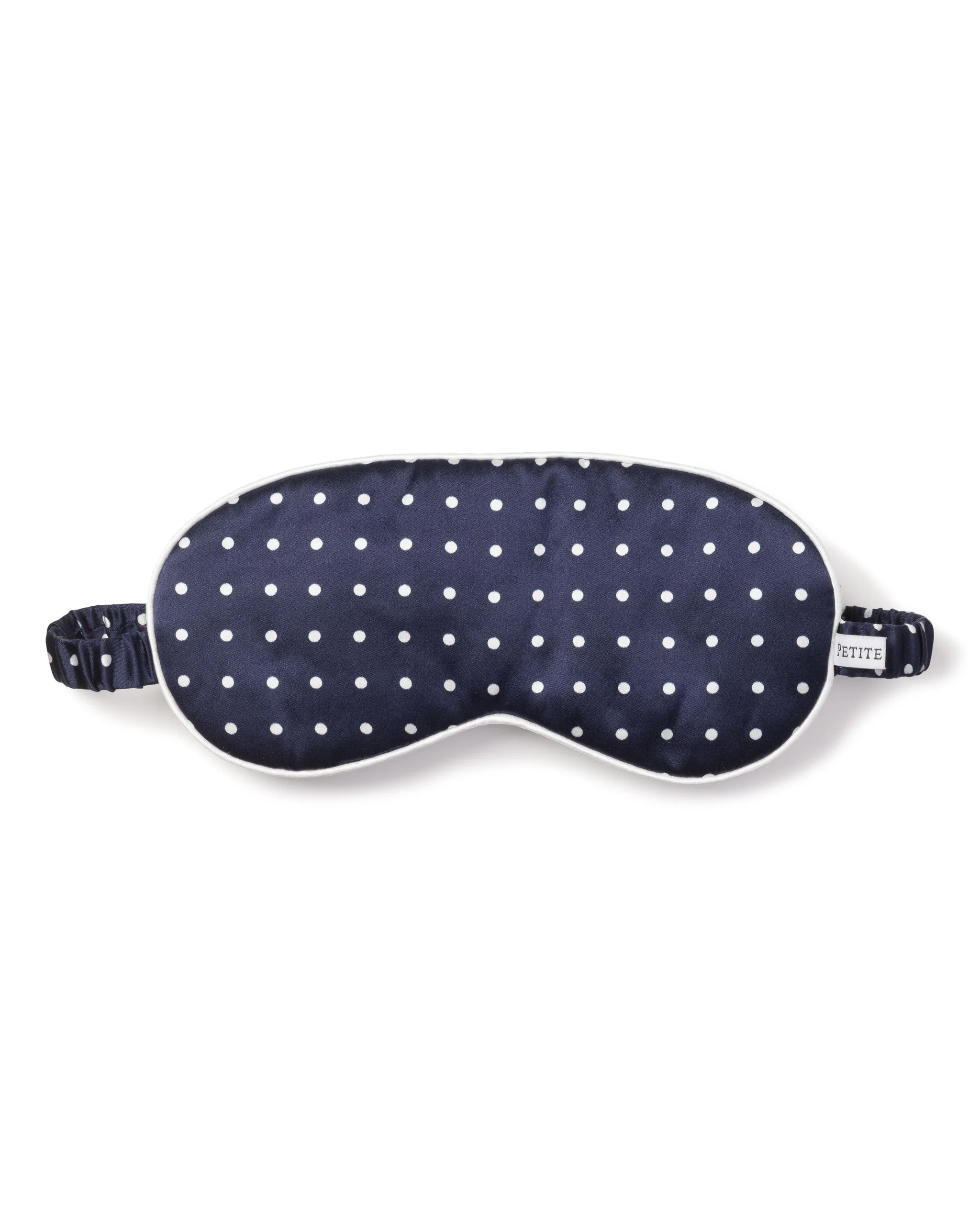 Adult's Silk Sleep Mask in Navy Polka Dot | Petite Plume