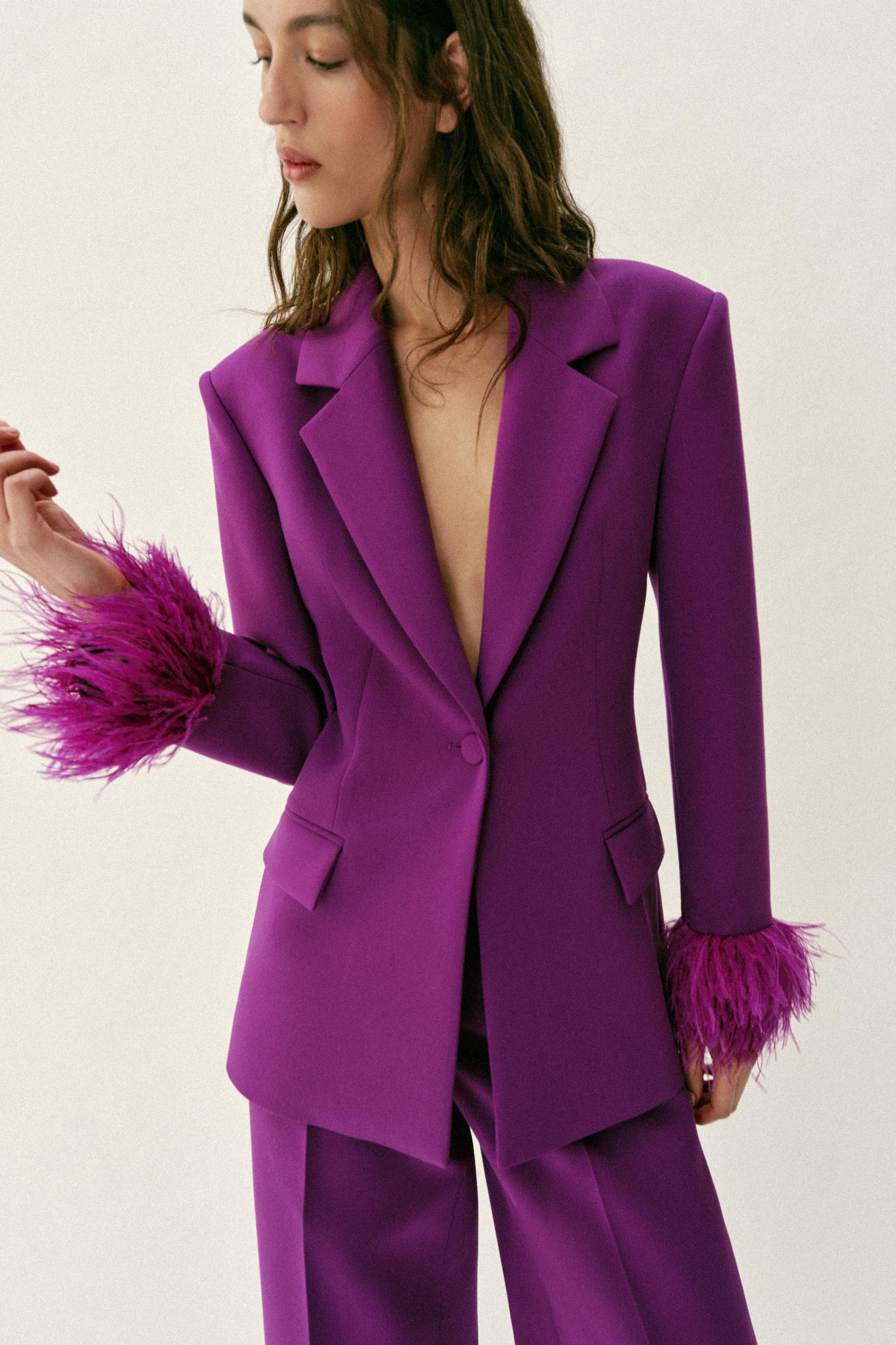FEATHER CUFF SHOULDER PAD BLAZER | Zara US
