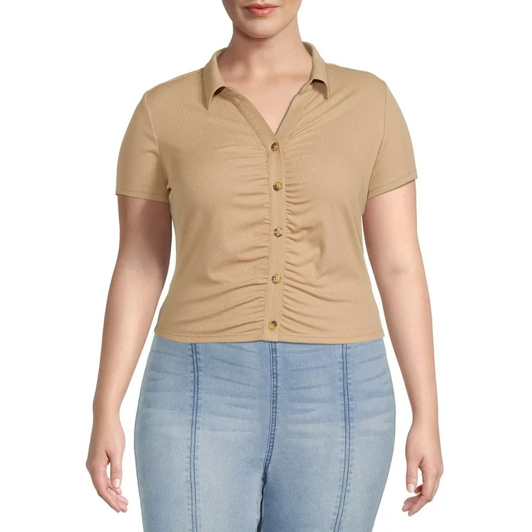 No Boundaries Junior Plus Button Front Top | Walmart (US)