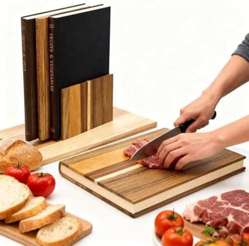 Cutting Board That Looks like Books, Set of 3 Solid Wood Book Shaped Cutting Board Library with W... | Amazon (US)