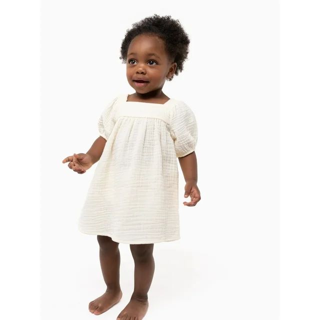 Modern Moments by Gerber Baby Girl Puff Sleeve Dress and Diaper Cover, Sizes 0/3 Months - 24 Mont... | Walmart (US)
