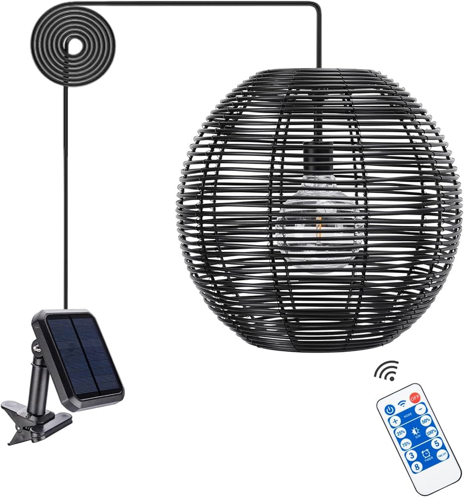 Outdoor Chandelier Solar Pendant Light Outdoor Hanging Lantern Solar Outdoor Chandelier with Remo... | Amazon (US)