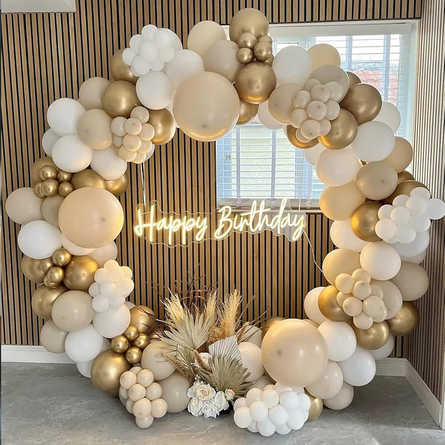 110 PCS White Sand Gold Balloons Garland Arch Kit, White Nude Balloons with Metallic Chrome Gold ... | Amazon (CA)