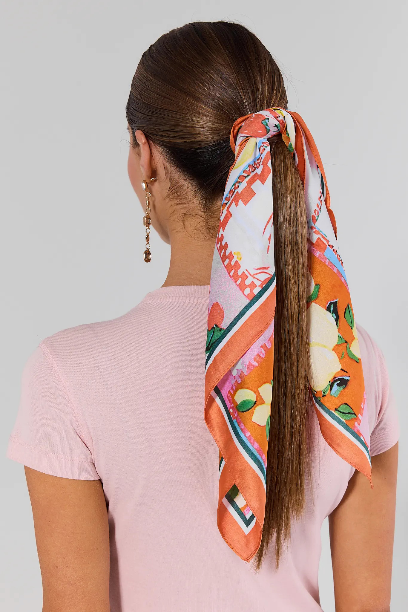 Marjorie Orange Citrus Print Scarf | Avara
