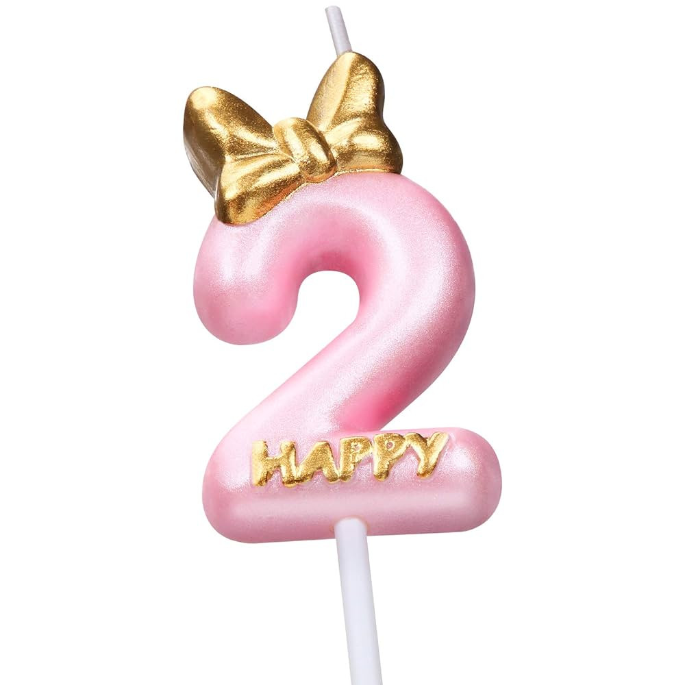 Nuanchu Pink Number 2 Candle Girl Happy Birthday Topper, for Birthday Cake Baking Celebration Reu... | Amazon (US)