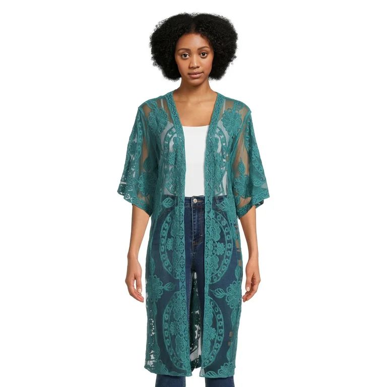 Time and Tru Women's Lace Layering Piece, L/XL, Teal | Walmart (US)