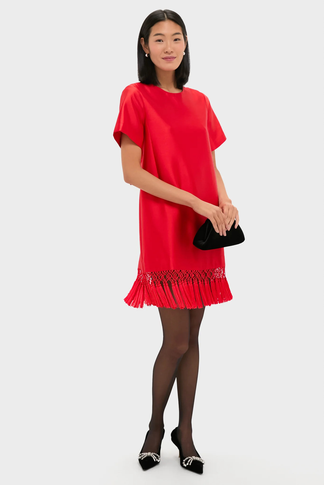 Red Dupioni Tassel Downing Dress | Tuckernuck (US)
