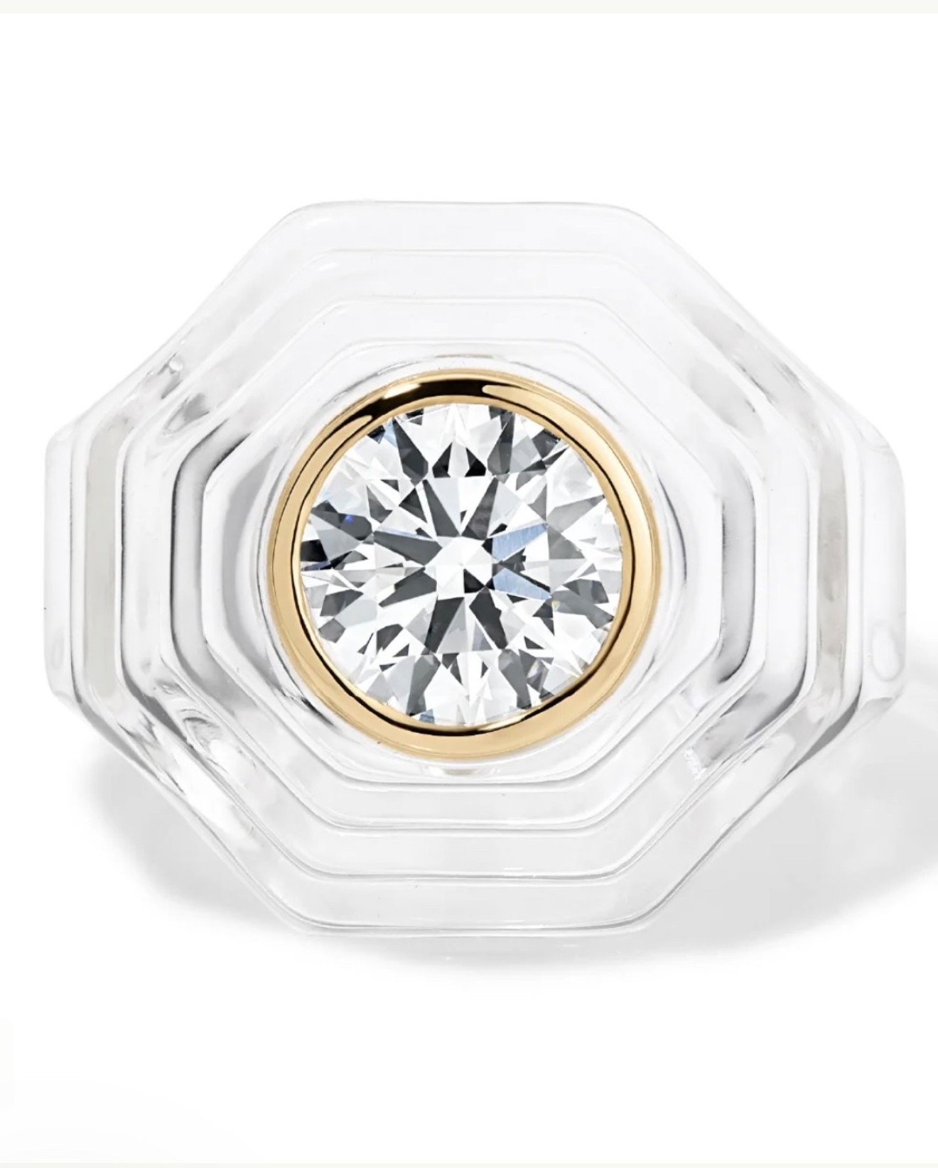 Alison Lou
THE PRISM RING

The Prism Ring is a bold reimagining of classic glamour. This sculptural ring features a faceted, dome-like silhouette handcrafted from clear resin, creating a modern, architectural feel. At its center, a brilliant 2 carat round lab-grown diamond catches

#LTKootd #LTKTravel #LTKWorkwear