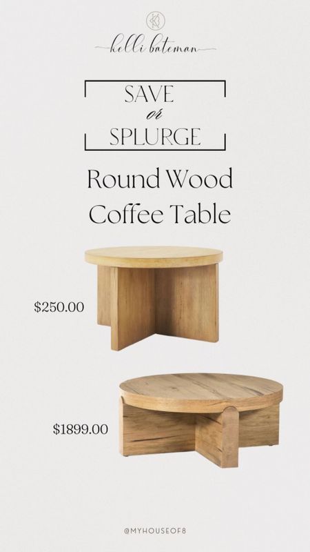 Wooden round coffee table. Splurge vs. Save 


#LTKFind #LTKhome