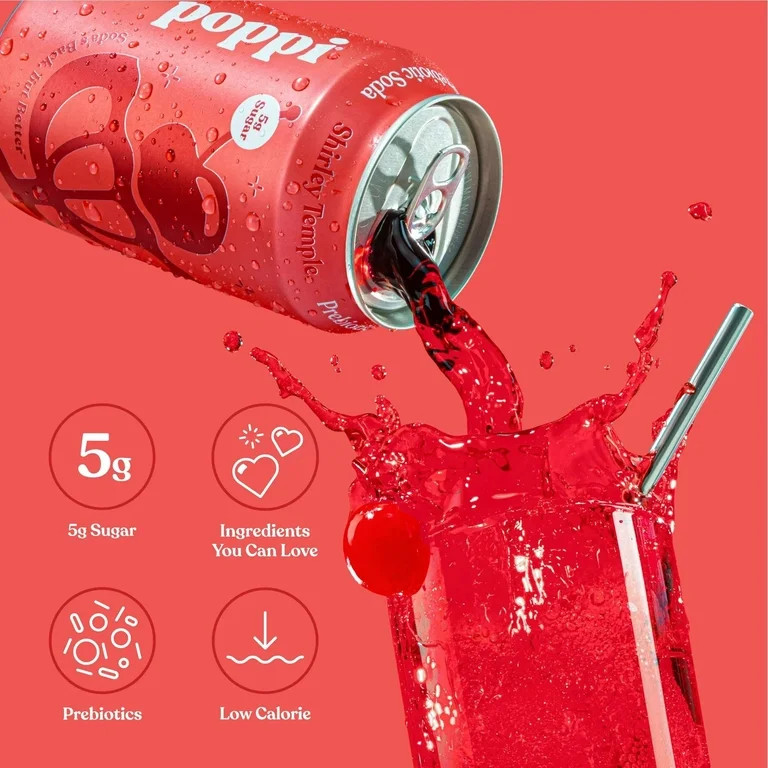 Poppi Shirley Temple Prebiotic Soda, 12oz, 4 Pack | Walmart (US)