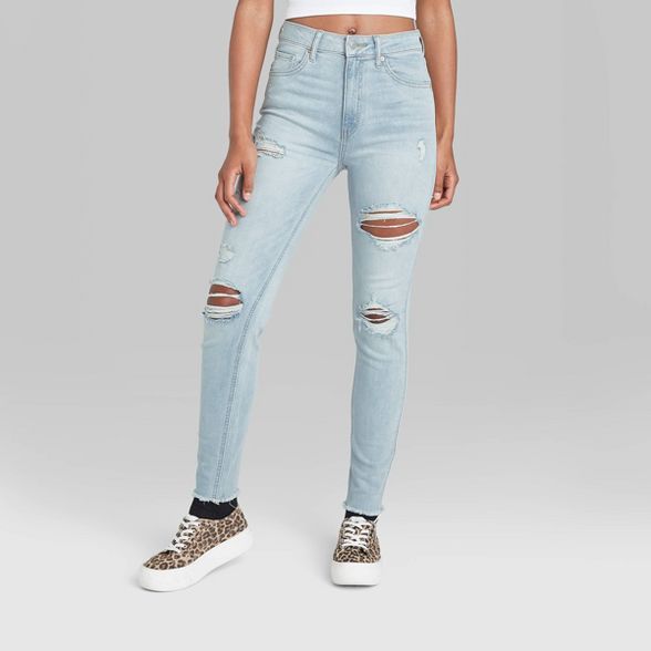 Women's Super-High Rise Distressed Skinny Jeans - Wild Fable™ Light Wash | Target