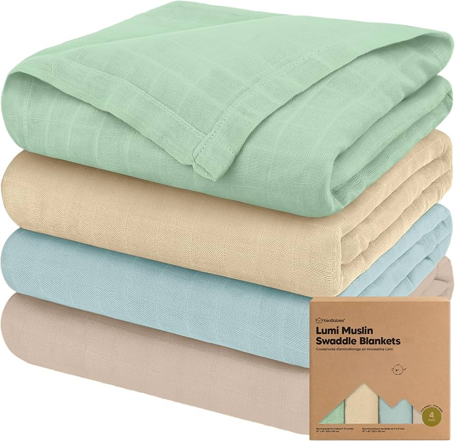 4-Pack Muslin Swaddle Blankets for Boys, Girls - Organic Baby Swaddles for Newborns, Soft & Breat... | Amazon (US)