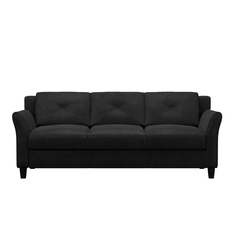 Lifestyle Solutions Taryn Curved Arms Sofa, Black Fabric | Walmart (US)