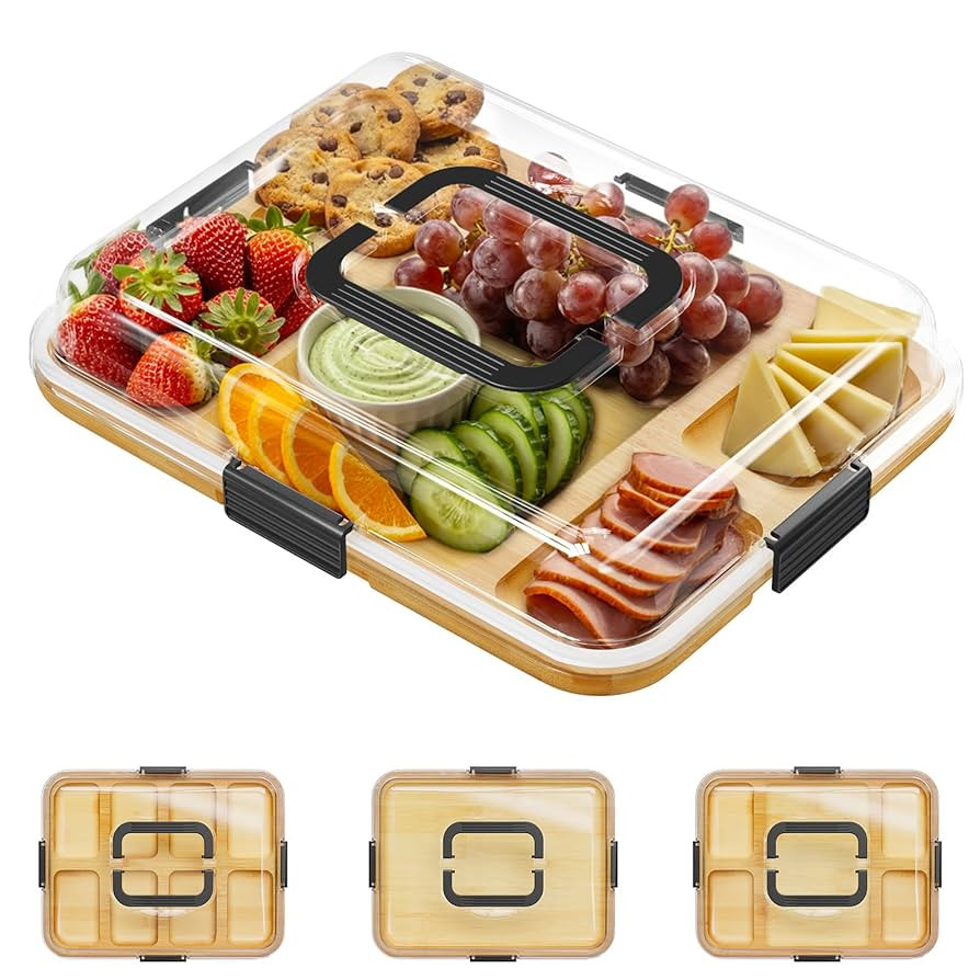 SpaceAid Charcuterie Board with Clear Lid, Portable Travel Cheese Cutting Boards for Picnic Acces... | Amazon (US)