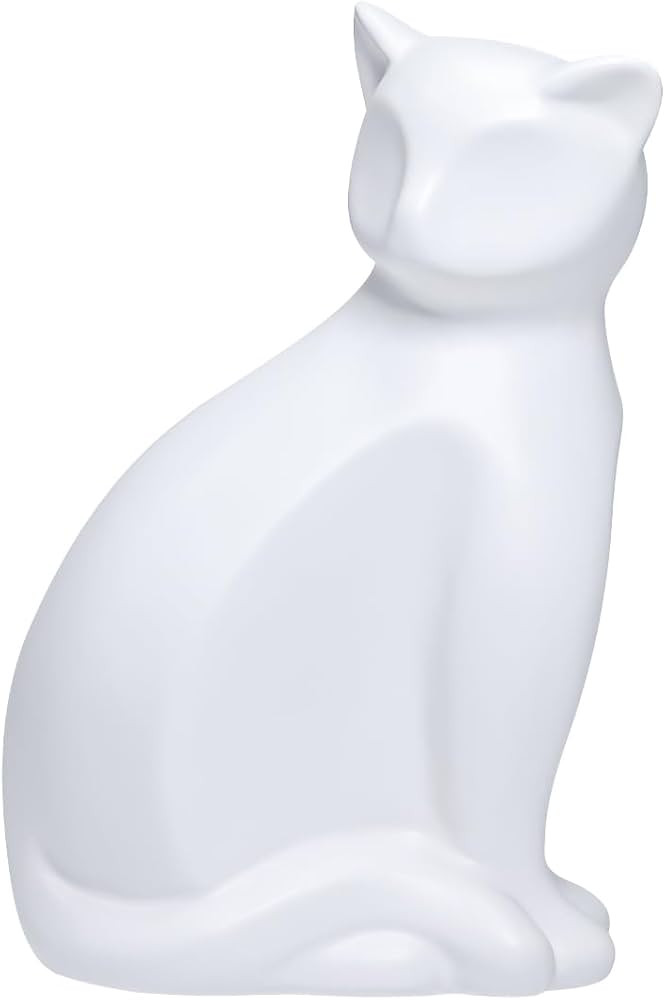 ECYC Minimalist Ceramic Lucky Cat Statue Living Room Desk Animal Figurine Decoration, White | Amazon (US)