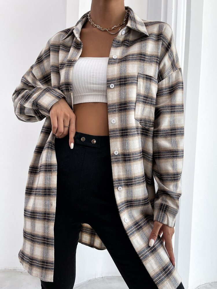 Plaid Print Button Through Shirt | SHEIN