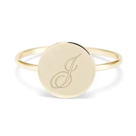 Engravable Initial Round Gold Ring | Eve's Addiction Jewelry